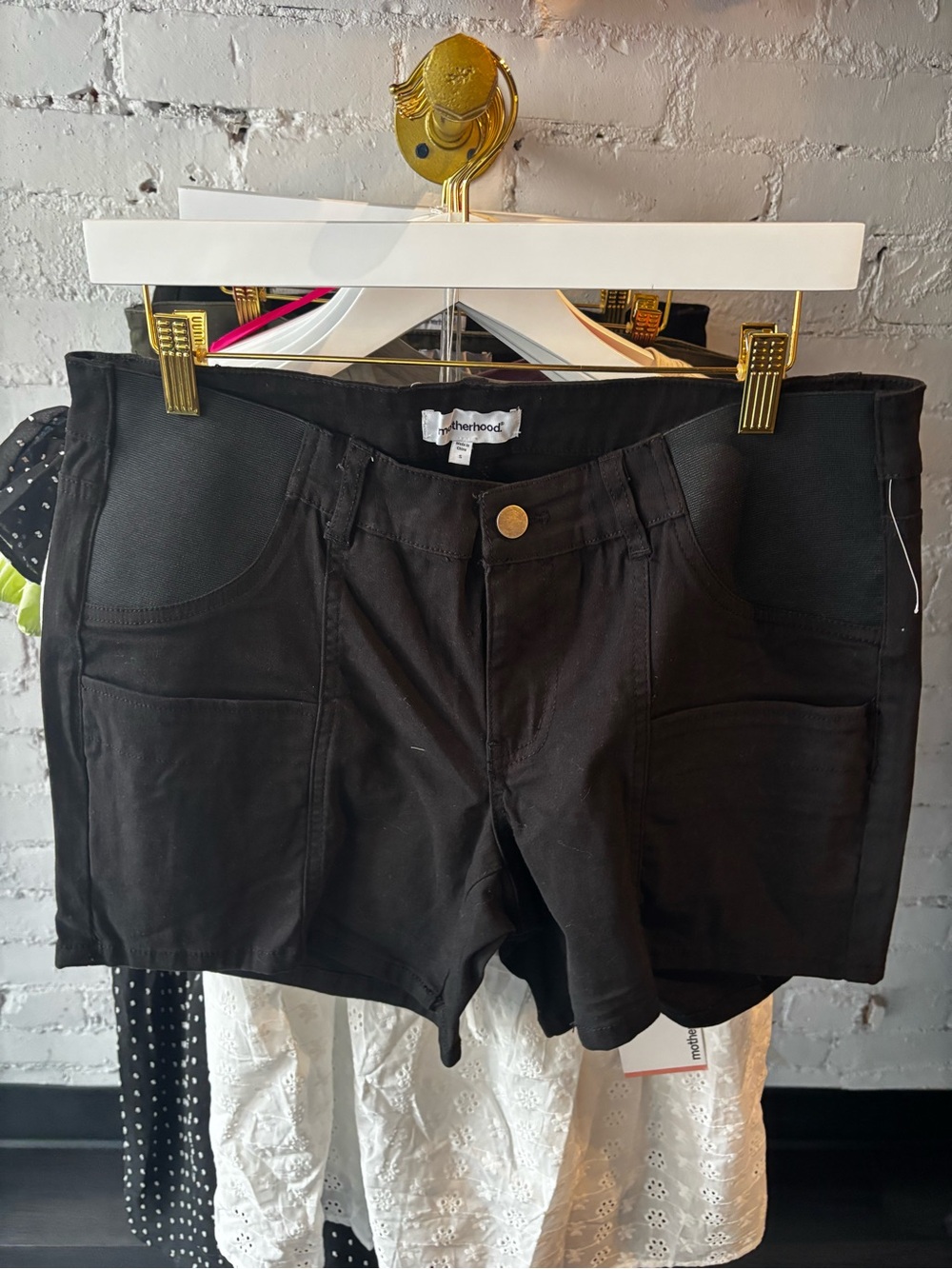 Motherhood Black Maternity Utility Jean Shorts
